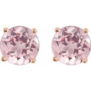 14K Rose Gold 5 mm Natural Pink Morganite Earrings