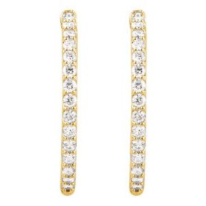 14K Yellow Gold 2 1/10 CTW Lab-Grown Diamond Inside-Outside 29.5 mm Hoop Earrings