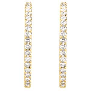 14K Yellow Gold 3 CTW Natural Diamond Inside-Outside 34.5 mm Hinged Hoop Earrings
