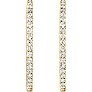 14K Yellow Gold 6 1/2 CTW Lab-Grown Diamond Inside-Outside 51 mm Hinged Hoop Earrings