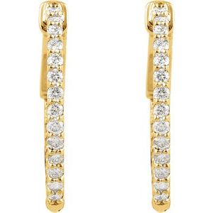 14K Yellow Gold 1 CTW Lab-Grown Diamond Inside-Outside 26.5 mm Hinged Hoop Earrings