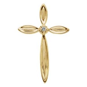 14K Yellow Gold .01 CTW Natural Diamond Cross Pendant