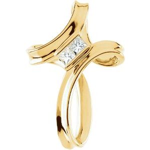14K Yellow Gold 1/5 CTW Natural Diamond Cross Pendant
