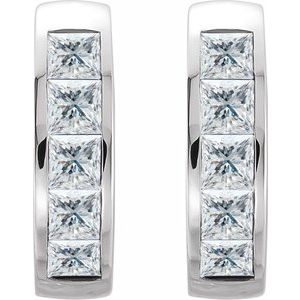 Sterling Silver 9/10 CTW Natural Diamond Hoop Earrings