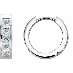 Sterling Silver 9/10 CTW Natural Diamond Hoop Earrings