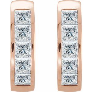 14K Rose Gold 9/10 CTW Natural Diamond Hoop Earrings