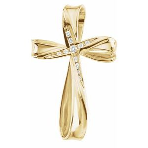 14K White Gold 1/10 CTW Natural Diamond Cross Pendant