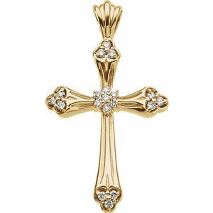 14K Yellow Gold 1/4 CTW Natural Diamond Cross Pendant