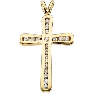 14K Yellow Gold 1/4 CTW Natural Diamond Cross Pendant