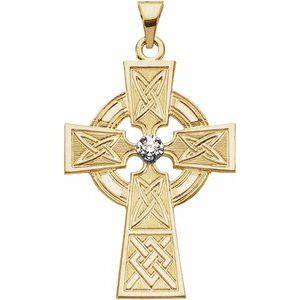 14K Yellow/White Gold .06 CT Natural Diamond Cross Pendant