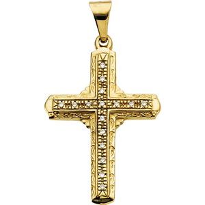 14K Yellow Gold .08 CTW Diamond Cross Pendant