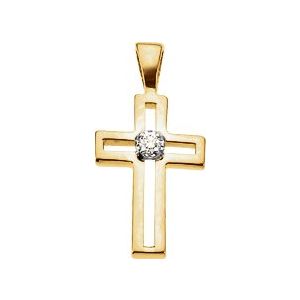 14K Yellow/White Gold .025 CT Natural Diamond Cross Pendant