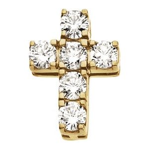 14K Yellow Gold 1 CTW Natural Diamond Cross Pendant