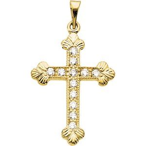 14K White Gold 1/4 CTW Natural Diamond Cross Pendant