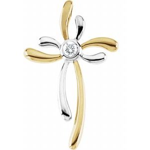 14K Yellow/White Gold 1/10 CTW Natural Diamond Cross Pendant