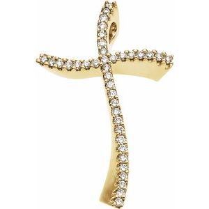 14K Yellow Gold 3/8 CTW Natural Diamond Cross Pendant