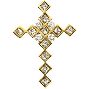 14K Yellow Gold 2/3 CTW Natural Diamond Cross Pendant