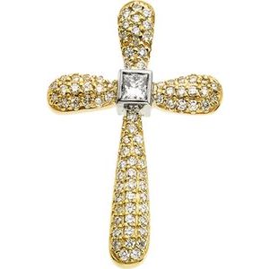 14K Yellow/White Gold 5/8 CTW Natural Diamond Cross Pendant