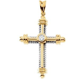 14K Yellow Gold 1/3 CTW Natural Diamond Cross Pendant