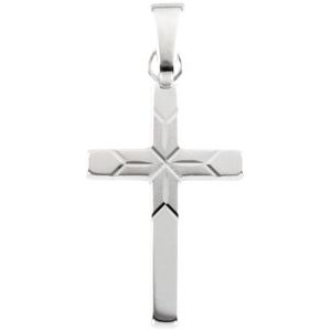 14K White Gold 18x12 mm Cross Pendant