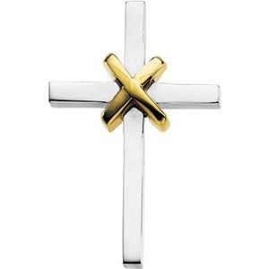 14K White/Yellow Gold 27.75x19 mm Cross Pendant
