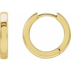 14K Yellow Gold Hinged 14 mm Hoop Earrings