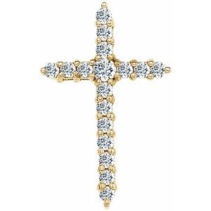 14K White Gold 1/3 CTW  Lab-Grown Diamond Cross Pendant