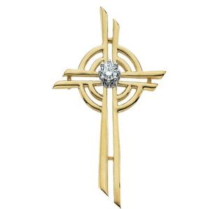 14K Yellow Gold Natural Ruby Cross Pendant