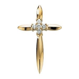 14K Yellow Gold .07 CTW Natural Diamond Cross Pendant