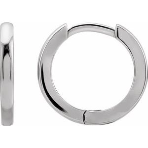 14K White Gold Hinged 12.5 mm Hoop Earrings