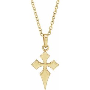 14K Rose Gold 18.3x9 mm Cross Pendant