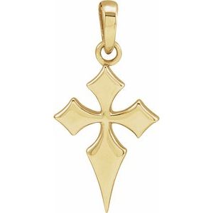 14K Yellow Gold 18.3x9 mm Cross Pendant