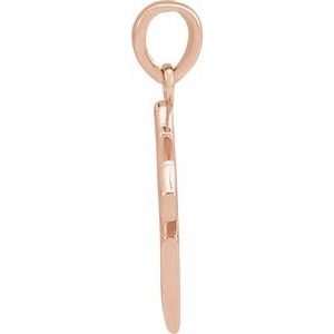 14K Rose Gold 18.3x9 mm Cross Pendant