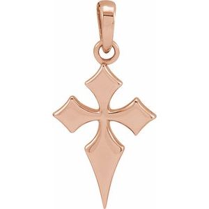 14K Rose Gold 18.3x9 mm Cross Pendant