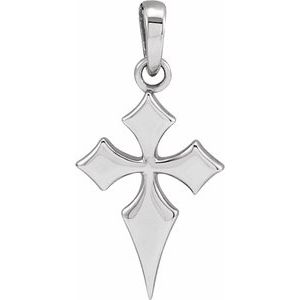 14K White Gold 18.3x9 mm Cross Pendant