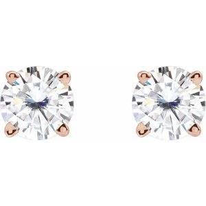 14K Rose Gold 4.5 mm Stuller Lab-Grown Moissanite Earrings