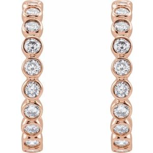 14K Rose Gold 3/8 CTW Lab-Grown Diamond 14 mm Hoop Earrings