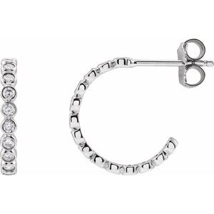 14K White Gold 3/8 CTW Lab-Grown Diamond 14 mm Hoop Earrings