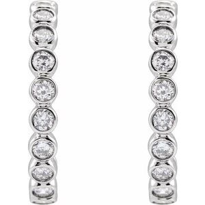 14K White Gold 1/3 CTW Natural Diamond 14 mm Hoop Earrings