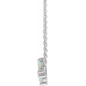 Sterling Silver Natural White Opal Sideways Cross 18" Necklace