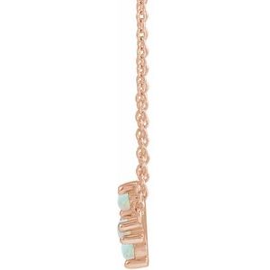 14K Rose Gold Natural White Opal Sideways Cross 18" Necklace