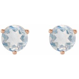 14K Rose Gold Natural Blue Sheen Moonstone Earrings