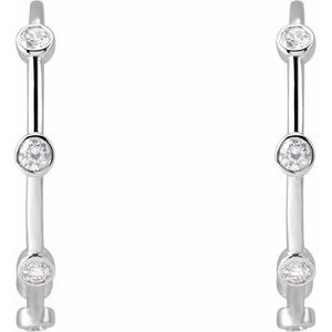 14K White Gold 5/8 CTW Natural Diamond Bezel-Set Hoop Earrings