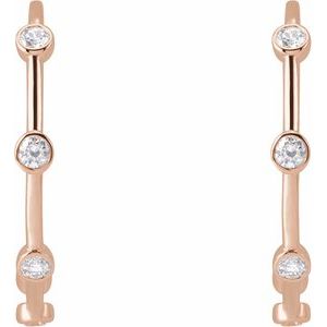 14K Rose Gold 5/8 CTW Natural Diamond Bezel-Set Hoop Earrings