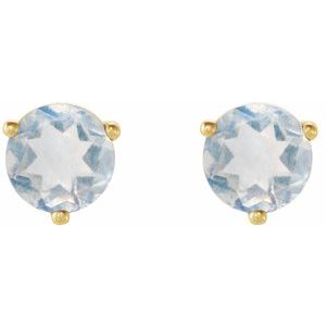14K Yellow Gold Natural Blue Sheen Moonstone Earrings