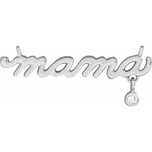 14K White Gold .02 CT Natural Diamond Necklace Center