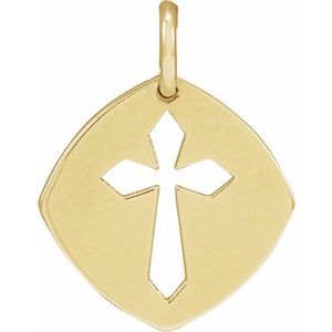 14K Yellow Gold 12.75x9.99 mm Pierced Cross Pendant