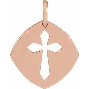 14K Rose Gold 12.75x9.99 mm Pierced Cross Pendant