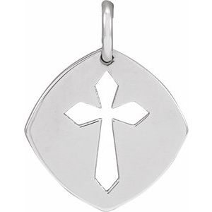 14K White Gold 12.75x9.99 mm Pierced Cross Pendant