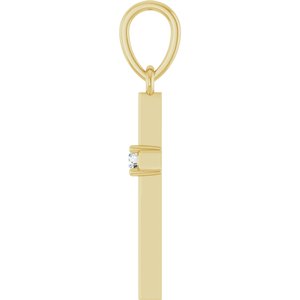 14K Yellow Gold .03 CT Natural Diamond Cross Pendant